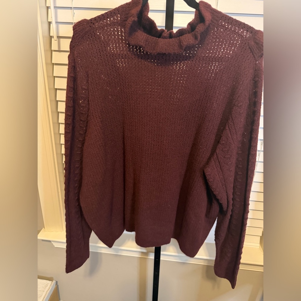 BNWT- Eloquii - Plus size Burgundy Ruffle Sweater- Size 22/24W - Picture 7 of 8